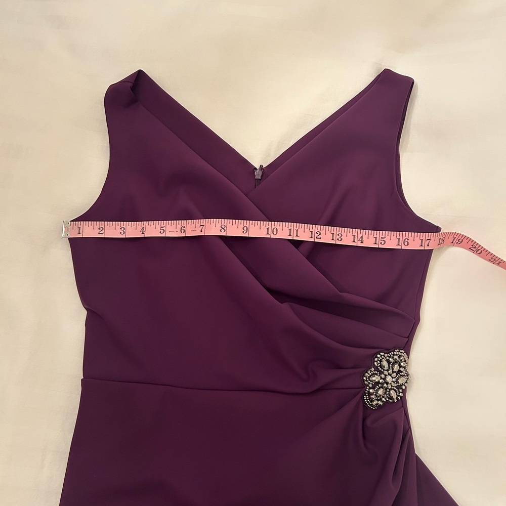 Alex Evenings Dress Rich Purple Faux Wrap, Ruched Size 10 - Picture 8 of 13
